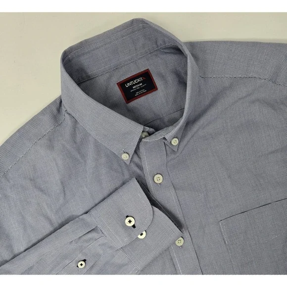 Untuckit Cadetto WF Shirt Mens M Wrinkle Free Blue Button Down Long Sleeve Dress - Picture 1 of 8